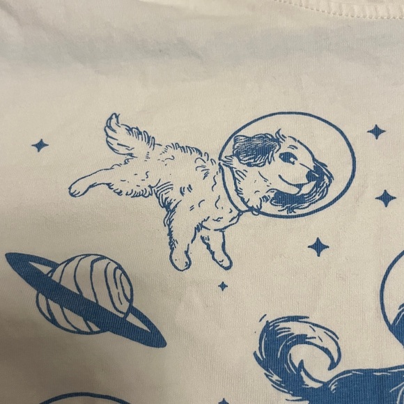 NWOT Comfort Colors Cream Dogs in Space Shirt Funny Dog T-shirt Oversized Size M - Picture 4 of 9